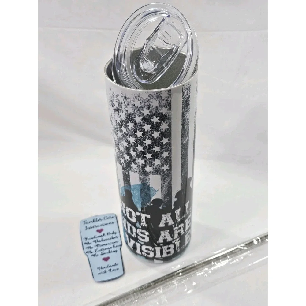 Pain Wounds Health American Flag 20Oz Tumbler Travel Insulated Patriotic Support